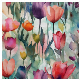 Waterverf Tulpen (licht) Stof
