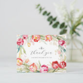 waterverf tulpen lijst bruiloft dank u briefkaart (Staand voorkant)