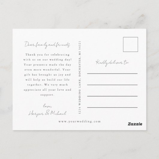 waterverf tulpen lijst bruiloft dank u briefkaart (Achterkant)