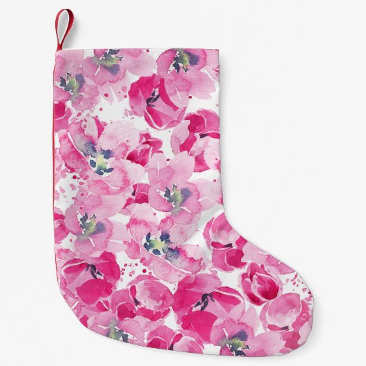 Waterverf tulpen: met de hand getekend kaartontwer kleine kerstsok (Voorkant)