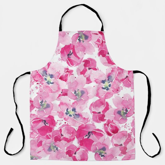 Waterverf tulpen: met de hand getekend kaartontwer schort (Voorkant)
