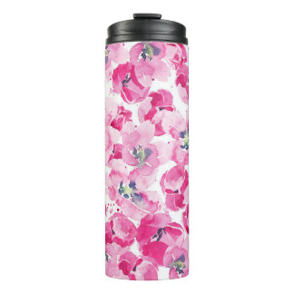 Waterverf tulpen: met de hand getekend kaartontwer thermosbeker