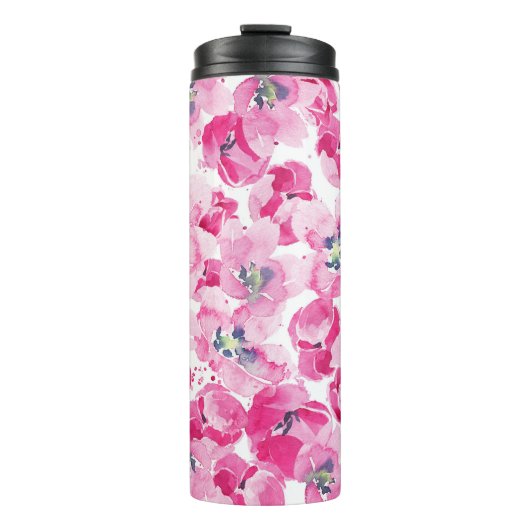 Waterverf tulpen: met de hand getekend kaartontwer thermosbeker (Voorkant)