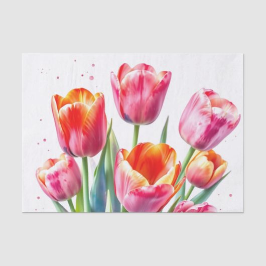 Waterverf tulpen met witte randen tissuepapier (Voorkant)
