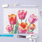 Waterverf tulpen met witte randen tissuepapier (Craft)