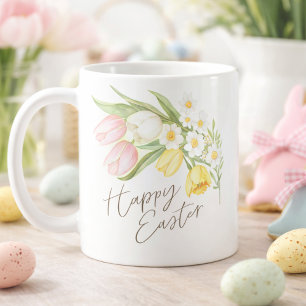 Waterverf Tulpen & Narcissen Gelukkig Pasen  Koffiemok