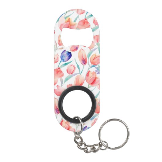 Waterverf Tulpen Patroon Fles Open Mini Flessenopener (Achterkant)