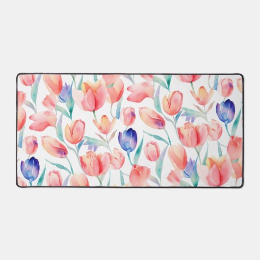 Waterverf Tulpen Pattern Desk Mat (Voorkant)
