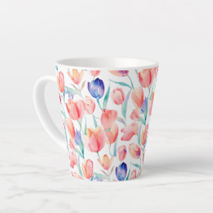 Waterverf Tulpen Pattern Latte Mok