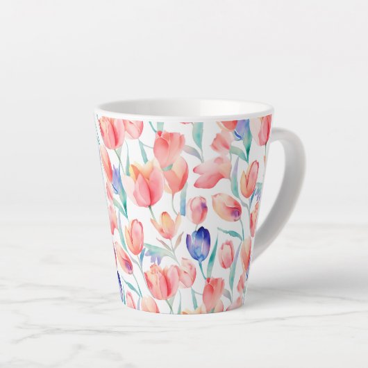 Waterverf Tulpen Pattern Latte Mok (Rechterhoek)