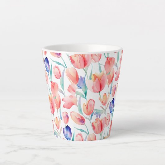 Waterverf Tulpen Pattern Latte Mok (Voorkant)