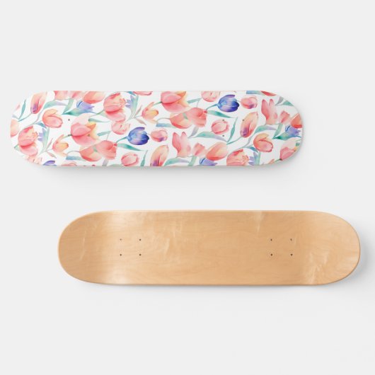 Waterverf Tulpen Pattern Skateboard (Horizontaal)