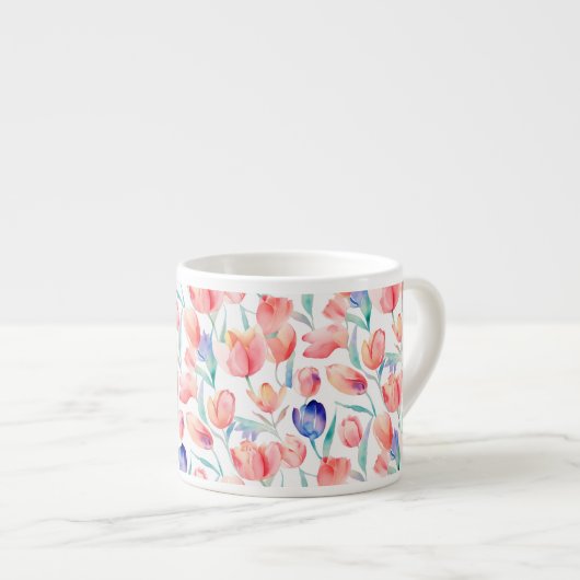 Waterverf Tulpen Pattern Specialty Mok (Voorkant rechts)