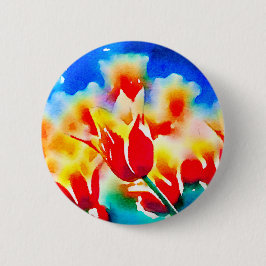 Waterverf Tulpen Ronde Button 5,7 Cm