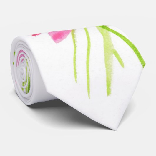 Waterverf Tulpen Stropdas (Opgerold)