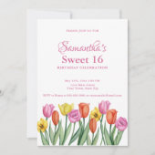 Waterverf Tulpen Sweet 16 Verjaardag Kaart (Voorkant)