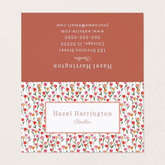 Waterverf Tulpen Visitekaartje gepersonaliseerd (Buitenkant ongevouwen)