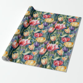 Waterverf Tulpen (Vivid) Cadeaupapier