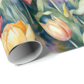 Waterverf Tulpen (Vivid) Cadeaupapier (Rol Hoek)