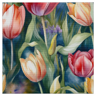 Waterverf Tulpen (Vivid) Stof