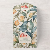 Waterverf Tulpen William Morris Bruiloft All In One Uitnodiging (Buitenkant)