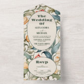 Waterverf Tulpen William Morris Bruiloft All In One Uitnodiging (Binnen)