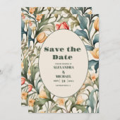 Waterverf Tulpen William Morris Bruiloft Save The Date (Voorkant / Achterkant)