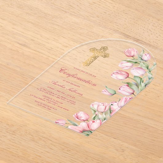 Waterverf tulpenboog bevestiging acryl uitnodigingen (Laagn)