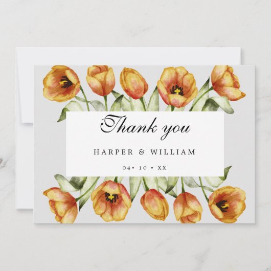 Waterverf tulpenbruiloft bedankkaart (Voorkant)