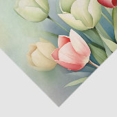 Waterverf Tulpentuin op Sage Green Tissuepapier (Detail)