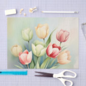 Waterverf Tulpentuin op Sage Green Tissuepapier (Craft)
