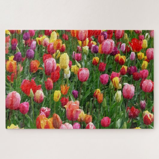 Waterverf Tulpenveld 1014 pc Jigzaag Puzzle Legpuzzel (Horizontaal)