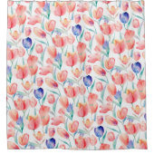 Waterverf Tulps Patroongordijn Douchegordijn (Voorkant)