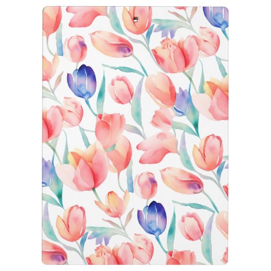 Waterverf Tulps Patroonklembord Klembord (Achterkant)