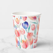 Waterverf Tulps Patroonpapier Papieren Bekers (Voorkant)