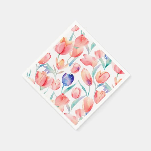 Waterverf Tulps Patroonpapier Servet (Hoek)