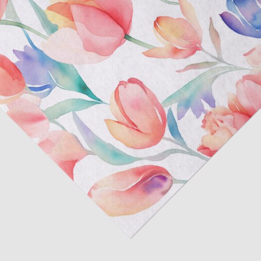 Waterverf Tulps Patroonpapier Tissuepapier (Detail)