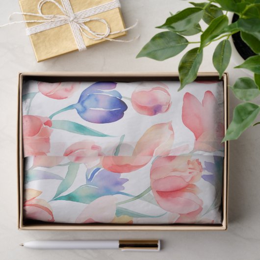 Waterverf Tulps Patroonpapier Tissuepapier (Geschenk)