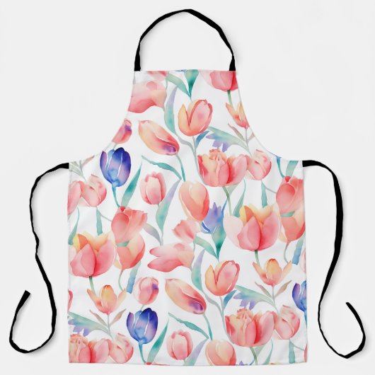 Waterverf Tulps Pattern All-Over Print Schort (Voorkant)