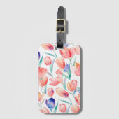 Waterverf Tulps Pattern Bagagelabel (Voorkant (verticaal))
