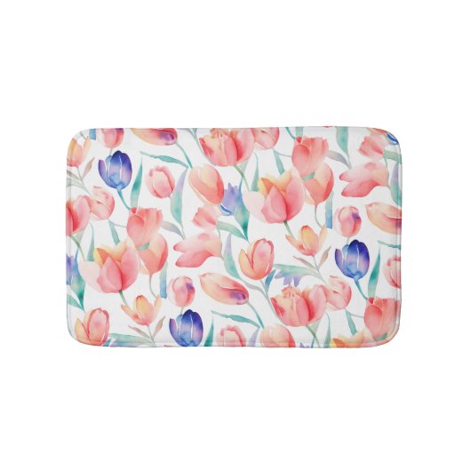 Waterverf Tulps Pattern Bath Mat (Voorkant)