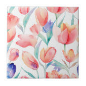 Waterverf Tulps Pattern keramische Tegel Tegeltje (Voorkant)