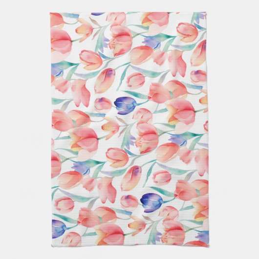 Waterverf Tulps Pattern Kitchen Towels Theedoek (Verticaal)