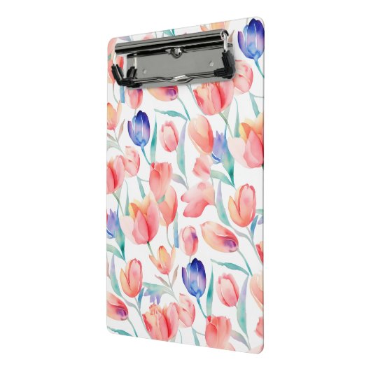 Waterverf Tulps Pattern Mini Clipboard Klembord (Angled2)
