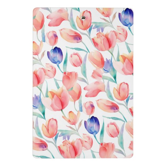 Waterverf Tulps Pattern Mini Clipboard Klembord (Achterkant)