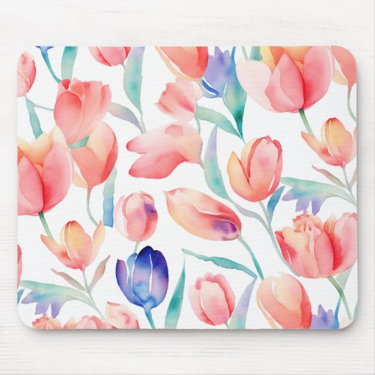 Waterverf Tulps Pattern Mousepad Muismat (Voorkant)