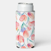Waterverf Tulps Pattern Slim Koelbox Seltzer Blikjeskoeler (Seltzer Achterkant)