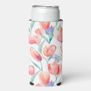 Waterverf Tulps Pattern Slim Koelbox Seltzer Blikjeskoeler