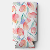 Waterverf Tulps Pattern Slim Koelbox Seltzer Blikjeskoeler (Achterkant)