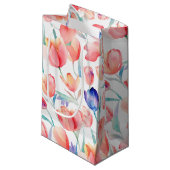 Waterverf Tulps Pattern Small Gift Bag Klein Cadeauzakje (Voorkant Gekanteld)